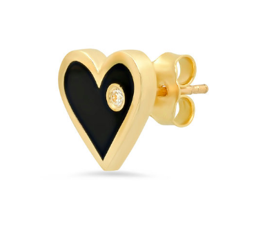 Diamond Enamel Heart Studs