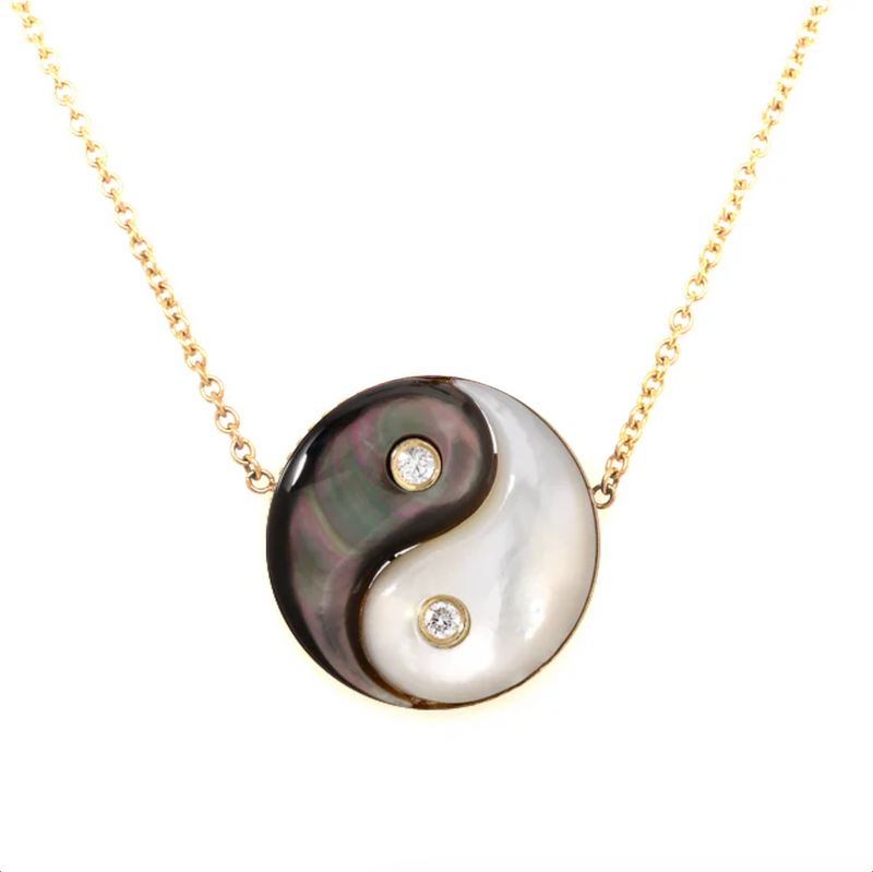 YIN YANG NECKLACE - DARK MOTHER OF PEARL & WHITE MOTHER OF PEARL