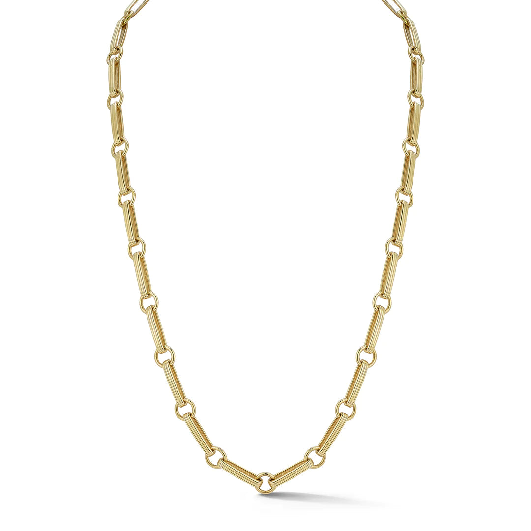 14K GOLD ELONGATED BOOK LINK HANDMADE ERNIE CHAIN