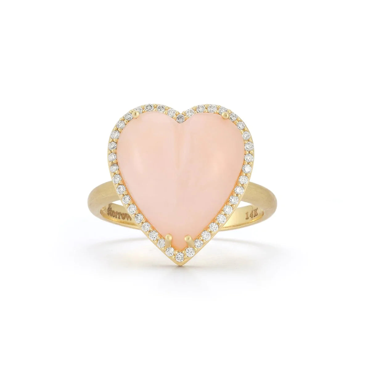 14K GOLD DIAMOND & PINK OPAL ALANA LARGE HEART RING