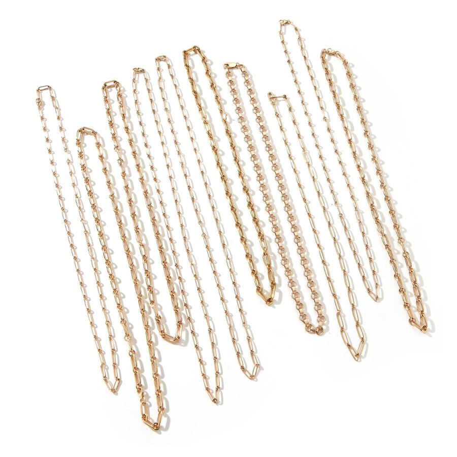 14K Gold Heavy Alternating Elongated Link Handmade Oscar Chain