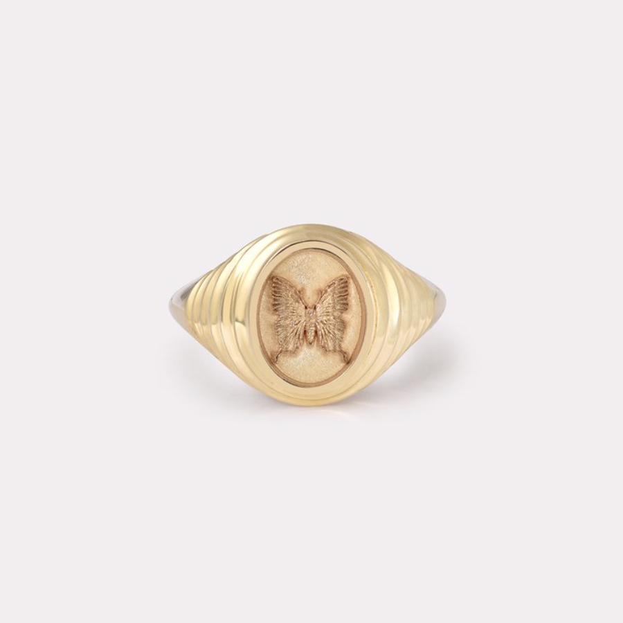 TIERED FANTASY SIGNET - 14K YELLOW GOLD