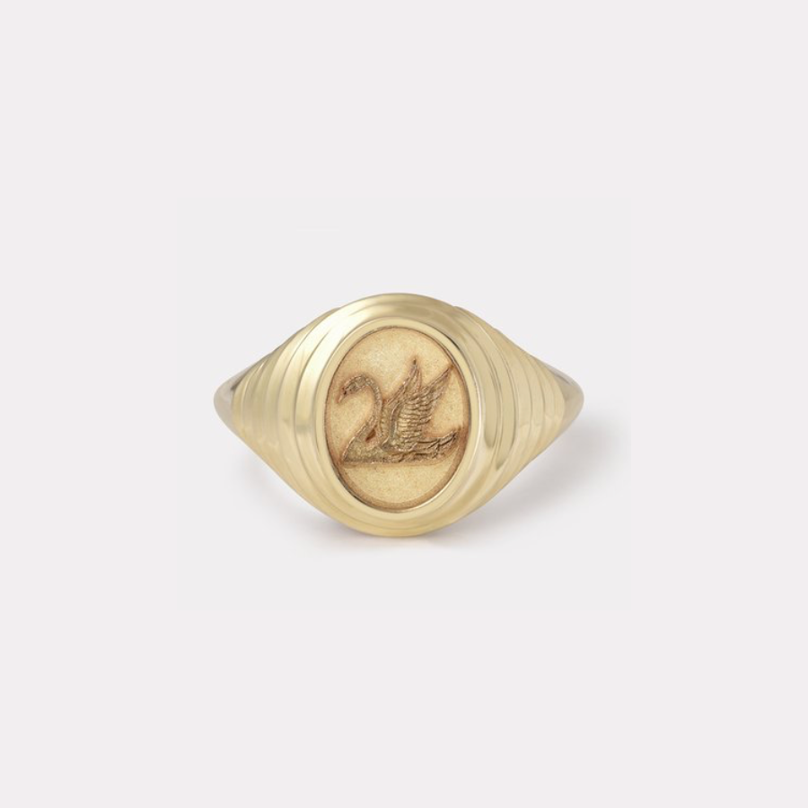 TIERED FANTASY SIGNET - 14K YELLOW GOLD