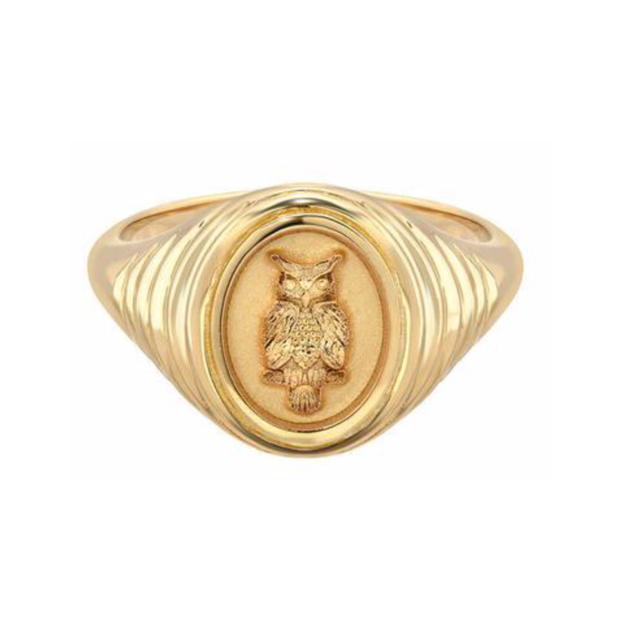 TIERED FANTASY SIGNET - 14K YELLOW GOLD