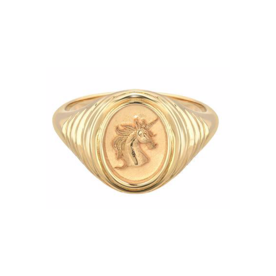 TIERED FANTASY SIGNET - 14K YELLOW GOLD