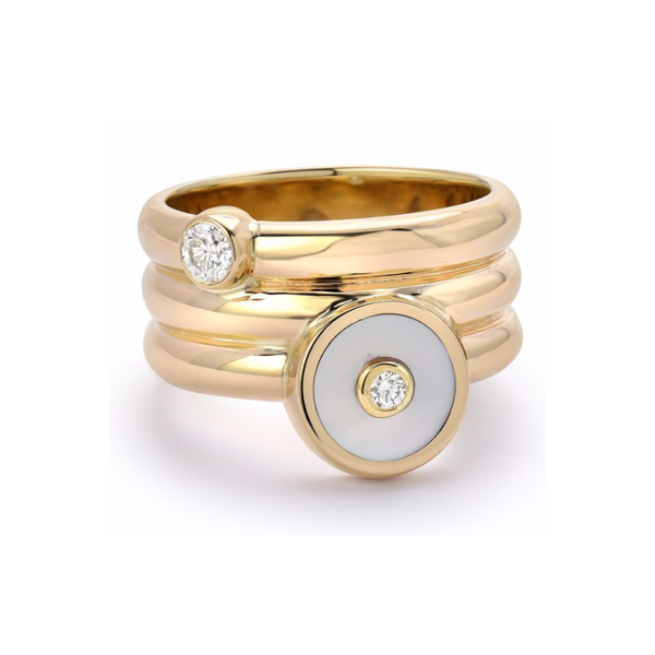 TRIPLE COIL MINI COMPASS RING - MOTHER OF PEARL