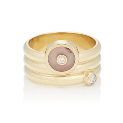 TRIPLE COIL MINI COMPASS RING - PINK OPAL