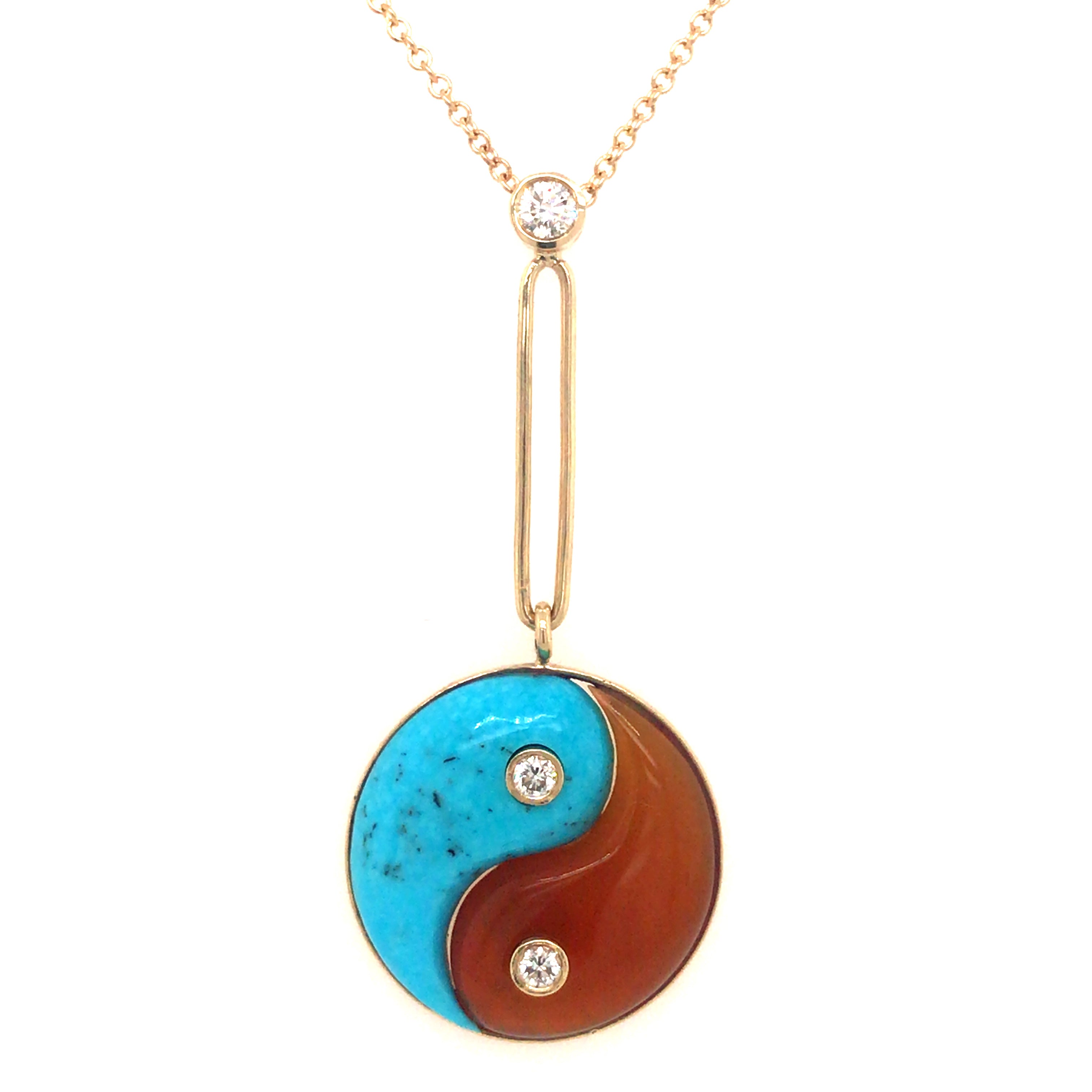 YIN YANG PENDANT - TURQUOISE & CARNELIAN