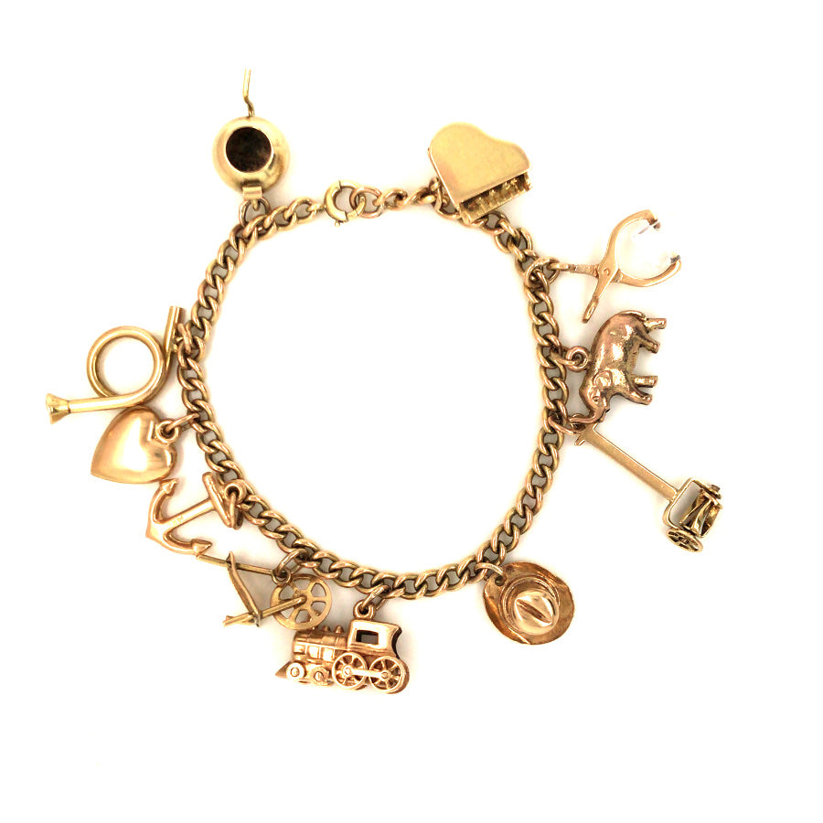 Vintage Charm Bracelet with Movable Charms