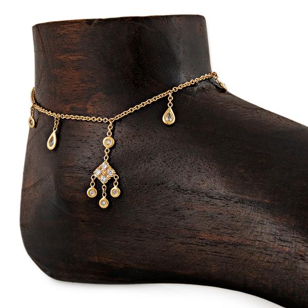 ALTERNATING TEARDROP + ROUND KITE DIAMOND SHAKER ANKLET