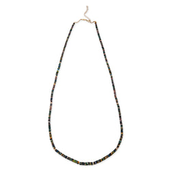 FACETED HEISHI BLACK OPAL / 10 ASSORTED PAVE DIA RONDELLES BEADED NECKLACE