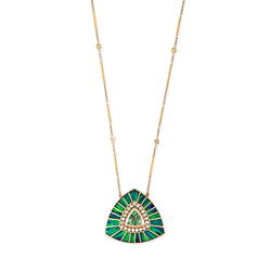 PAVE GREEN TOURMALINE + OPAL LARGE INLAY VORTEX NECKLACE