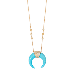 TURQUOISE DOUBLE HORN 6 DIAMOND NECKLACE