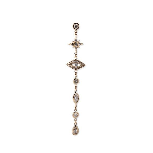 Shining Star and Eye 5 Diamond Drop Earring