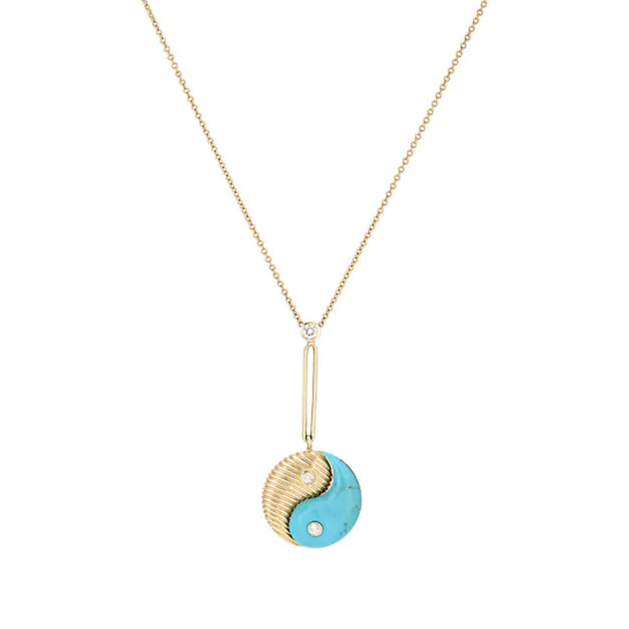 YIN YANG PENDANT - GOLD & TURQUOISE