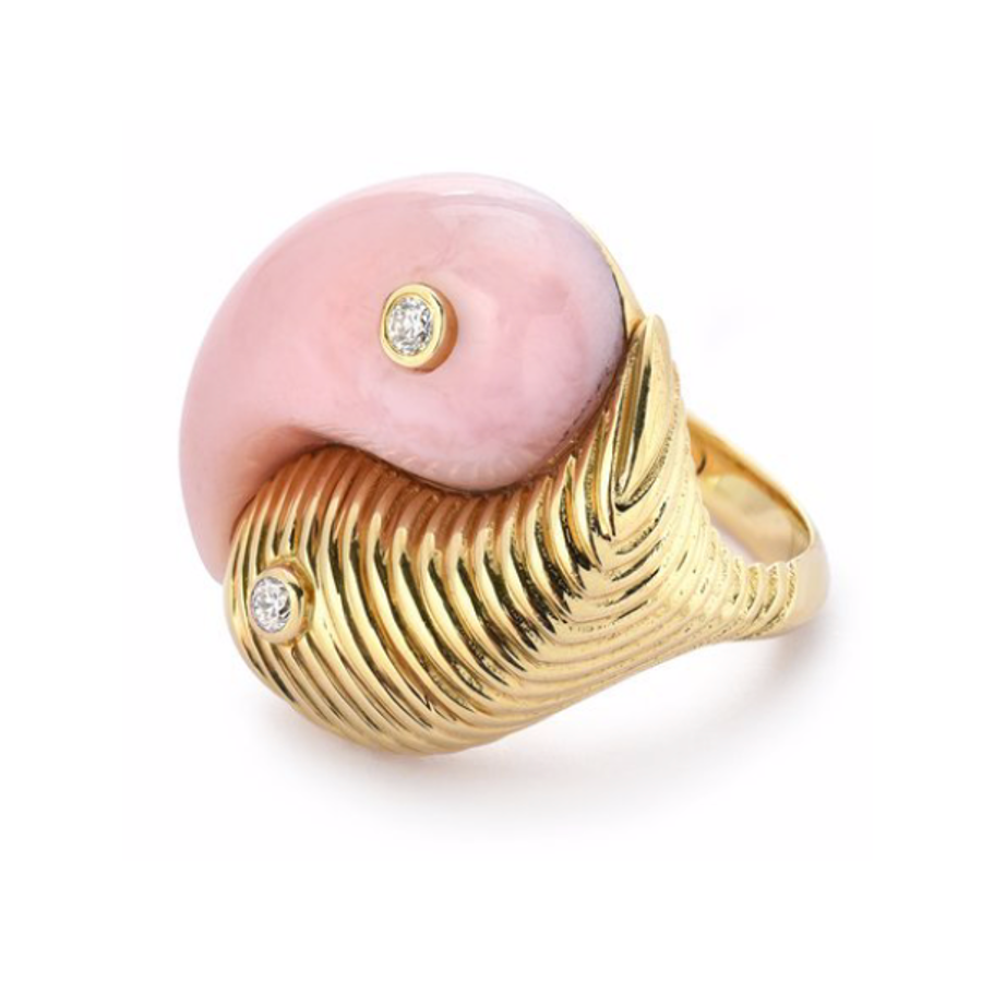 YIN YANG RING - PINK OPAL