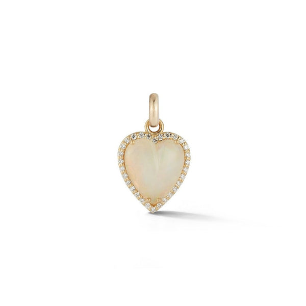 14K Gold Diamond & White Opal Alana Heart Charm