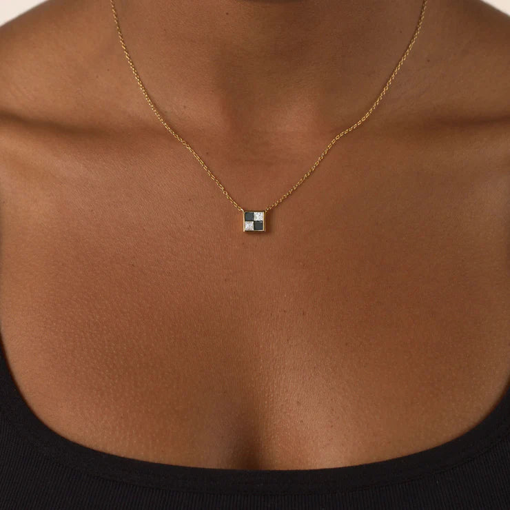 DIAMOND DOMINO CHECKER NECKLACE