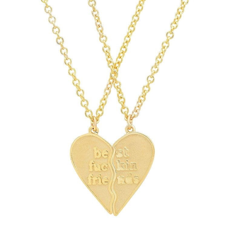 Mini Best Fuckin Friends (2 Piece) Heart Necklaces