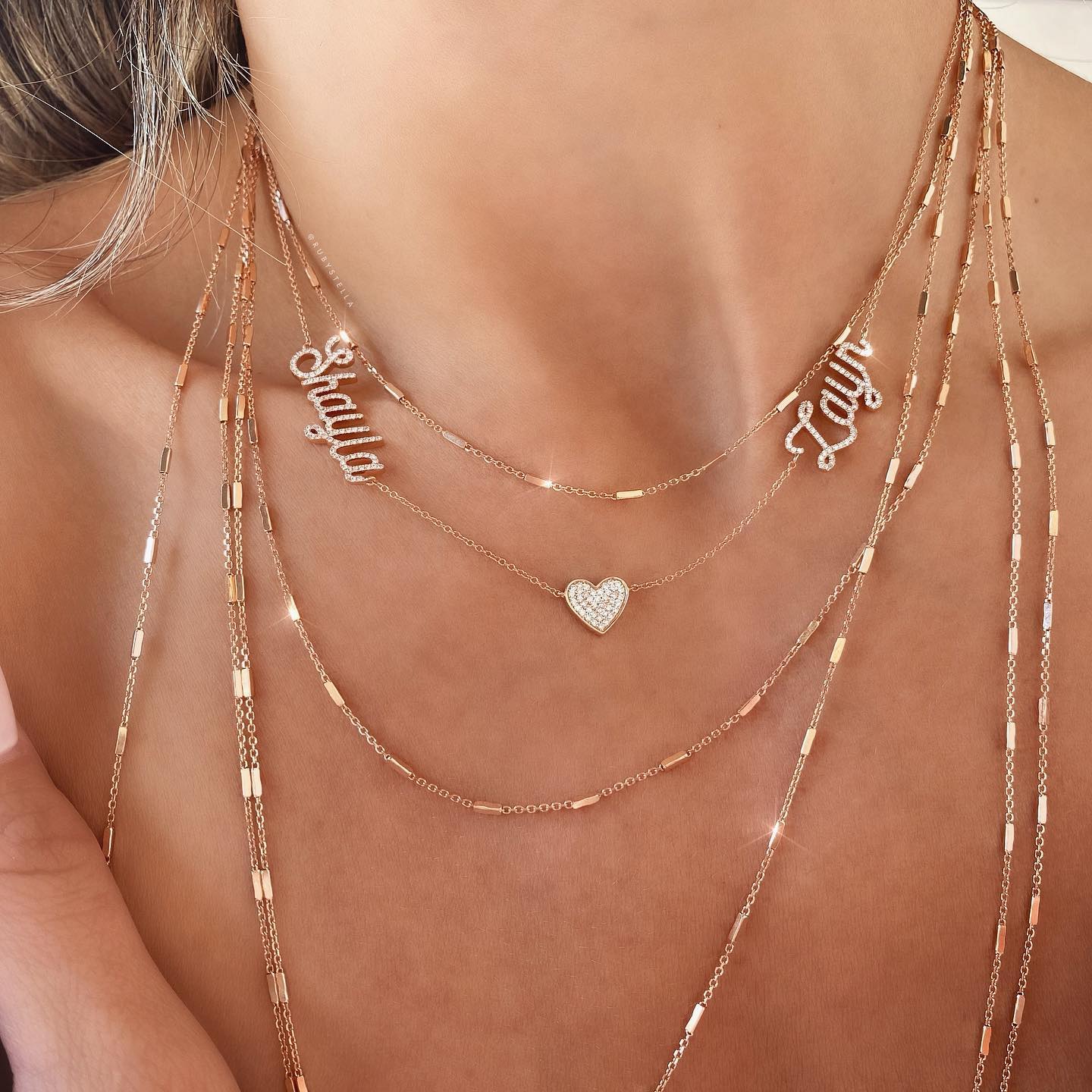 DIAMOND HEART SCRIPT NAME NECKLACE