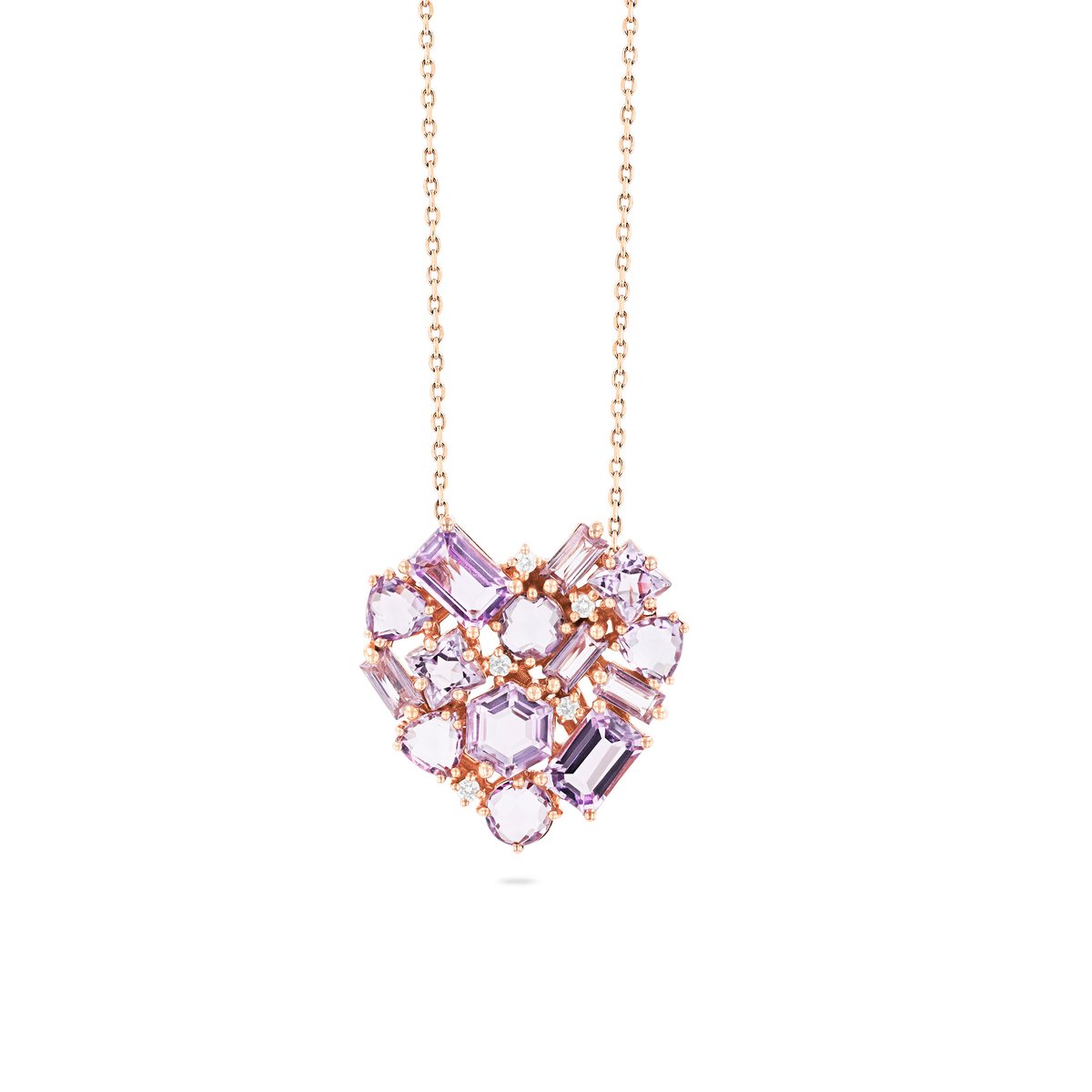 14K HEART NECKLACE - ROSE DE FRANCE