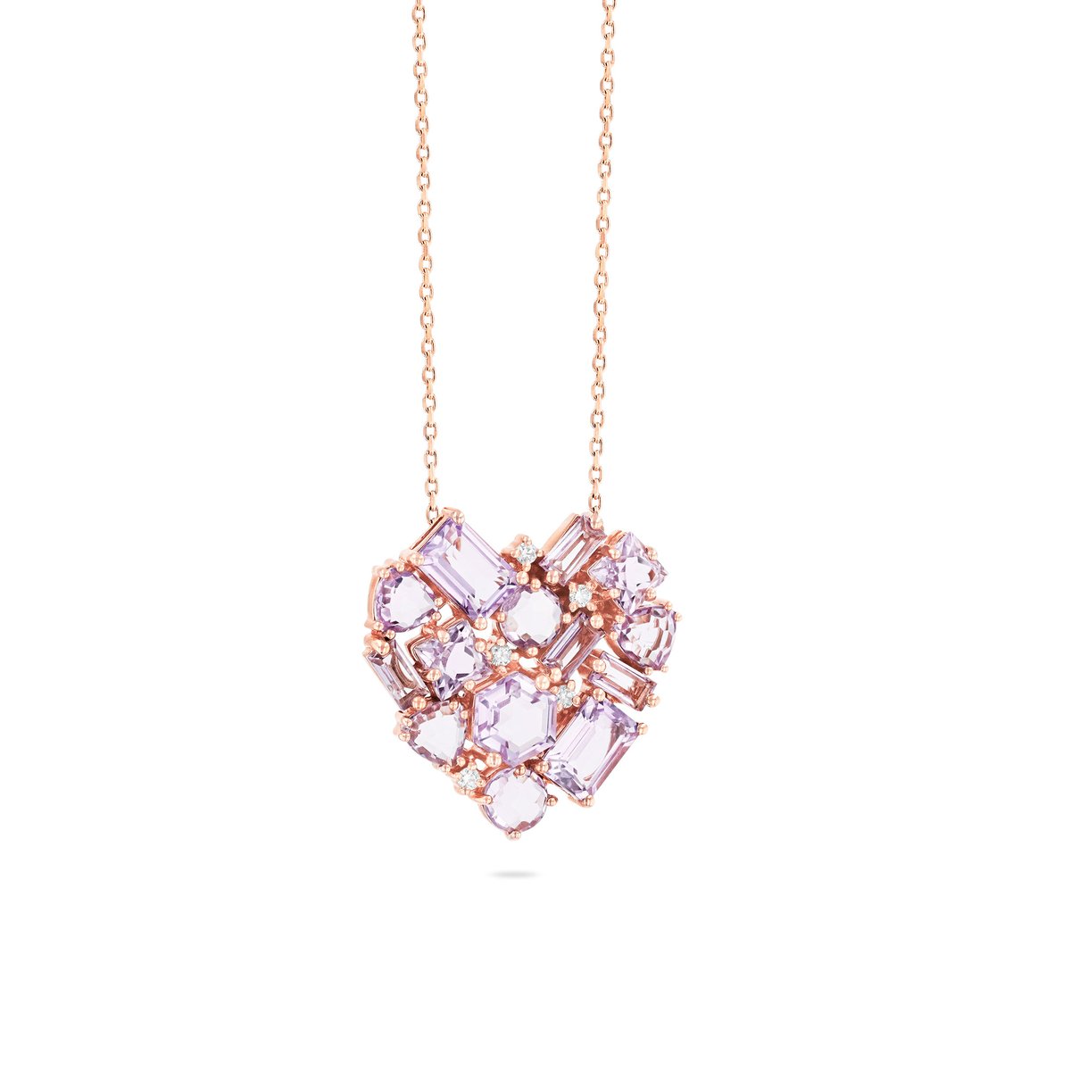 14K HEART NECKLACE - ROSE DE FRANCE