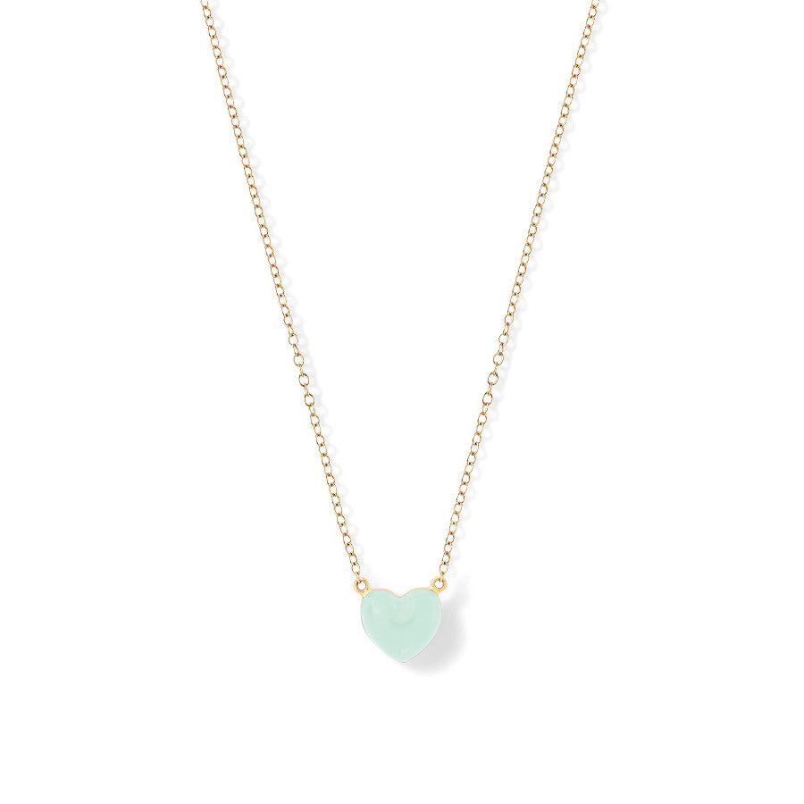 ENAMEL HEART NECKLACE - LIGHT GREEN