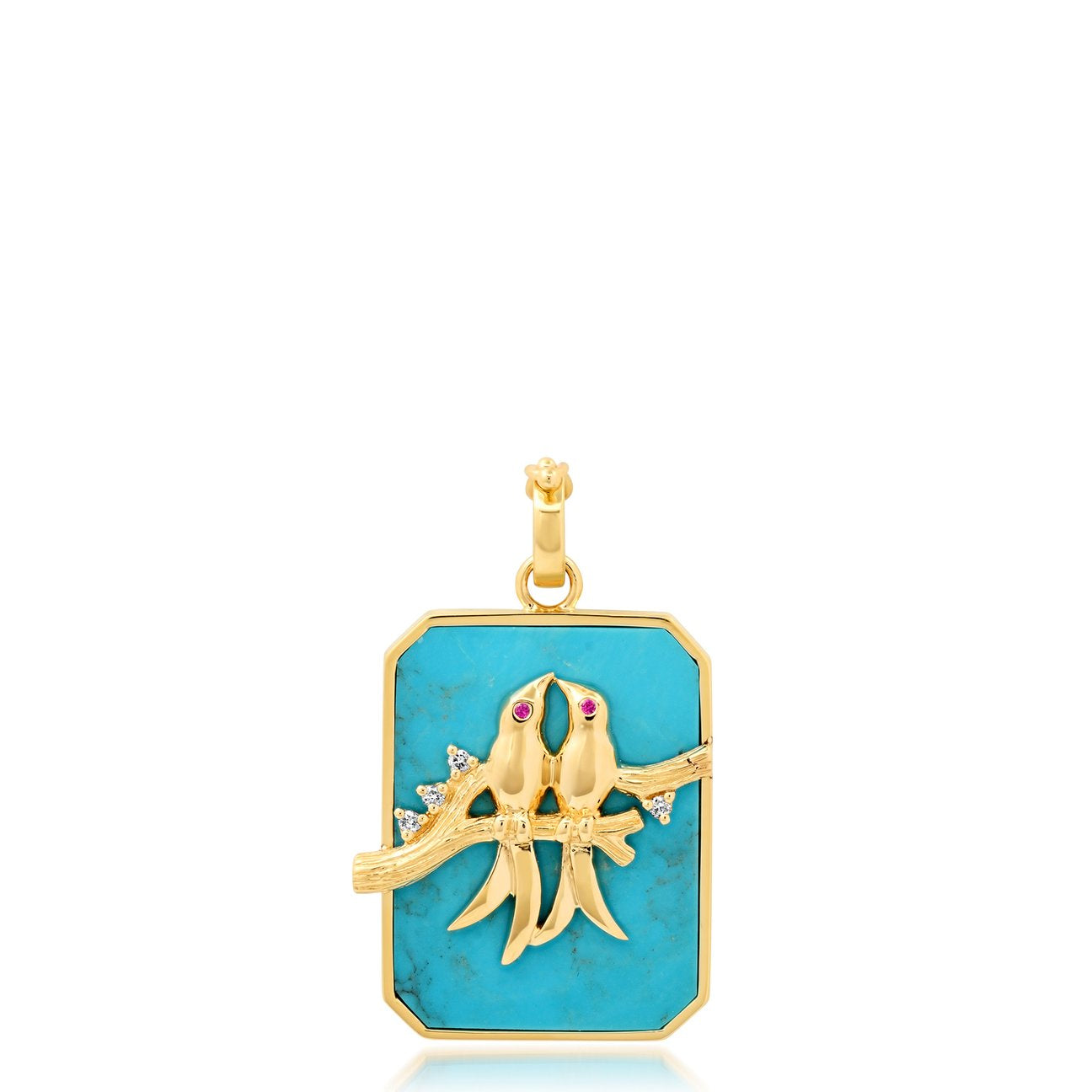 LARGE LOVEBIRDS CHARM - TURQUOISE