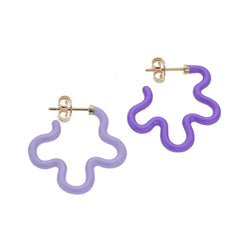 2 TONE ASYMMETRICAL FLOWER POWER EARRINGS
