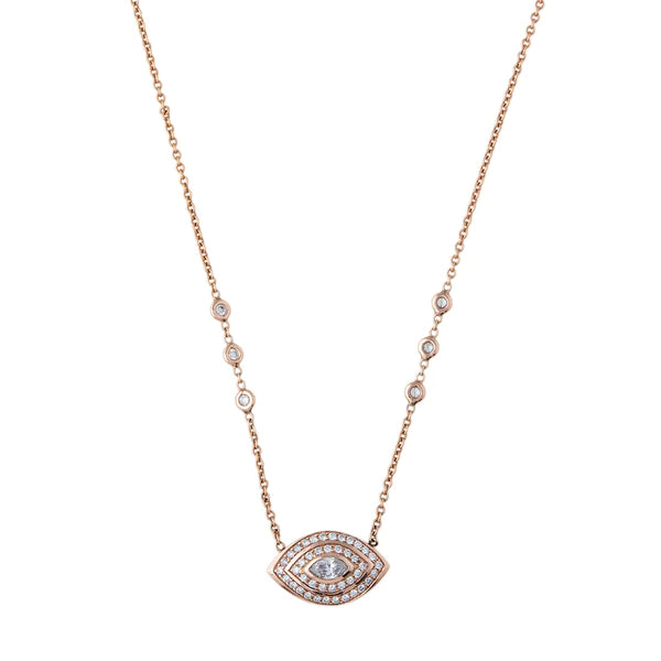 SMALL DOUBLE HALO MARQUISE EYE NECKLACE