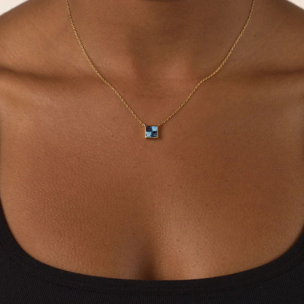 MIDNIGHT BLUES CHECKER NECKLACE