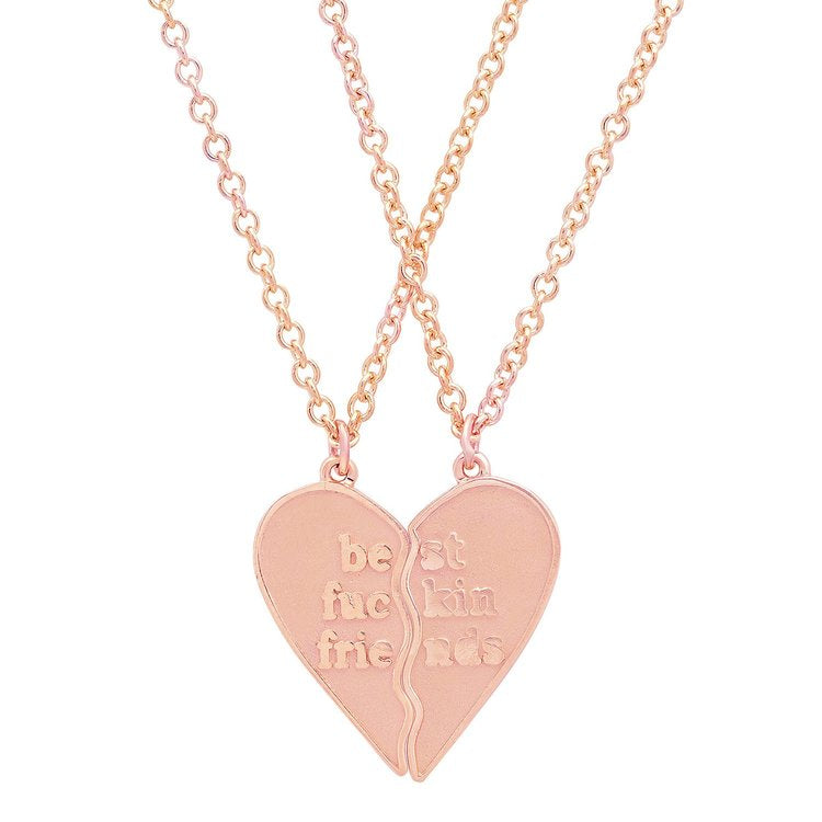 Mini Best Fuckin Friends (2 Piece) Heart Necklaces