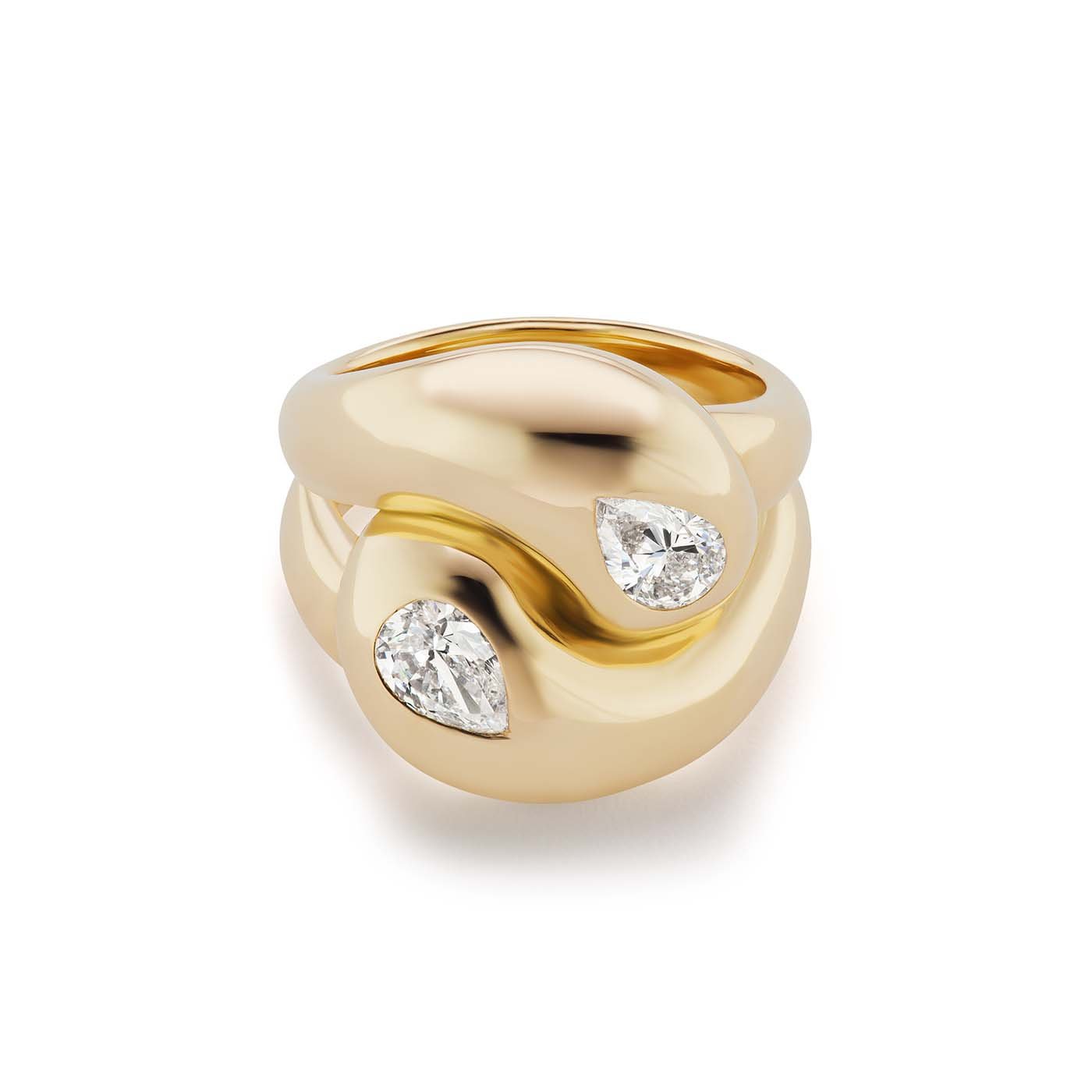 Knot Ring with Diamond Pears