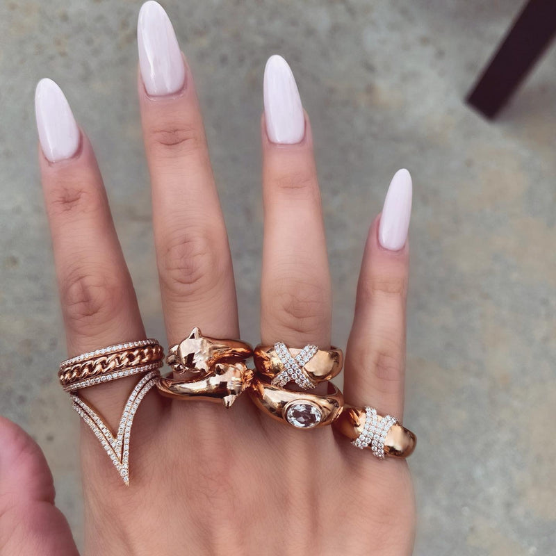 14K GOLD DIAMOND CUBAN LINK ETERNITY RING