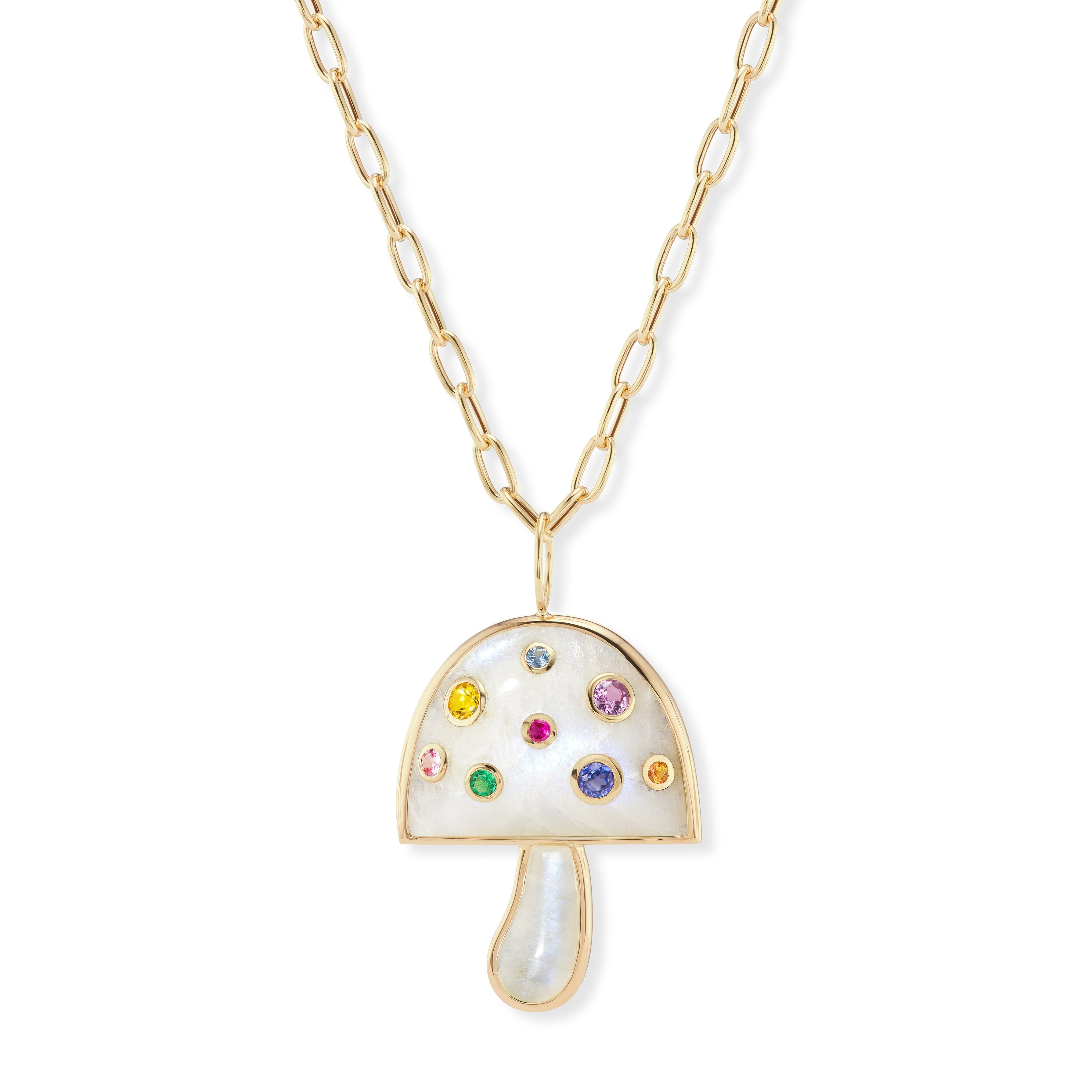 Magic Mushroom Necklace with Precious Stones - MOONSTONE