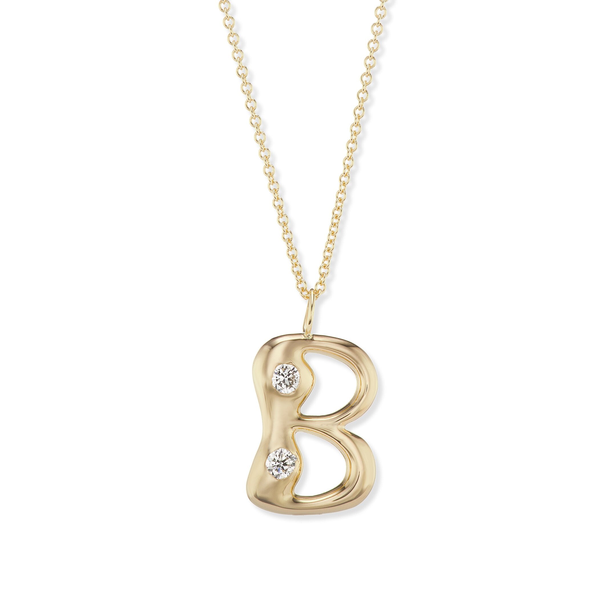 Bubble Letter Necklace with Diamonds