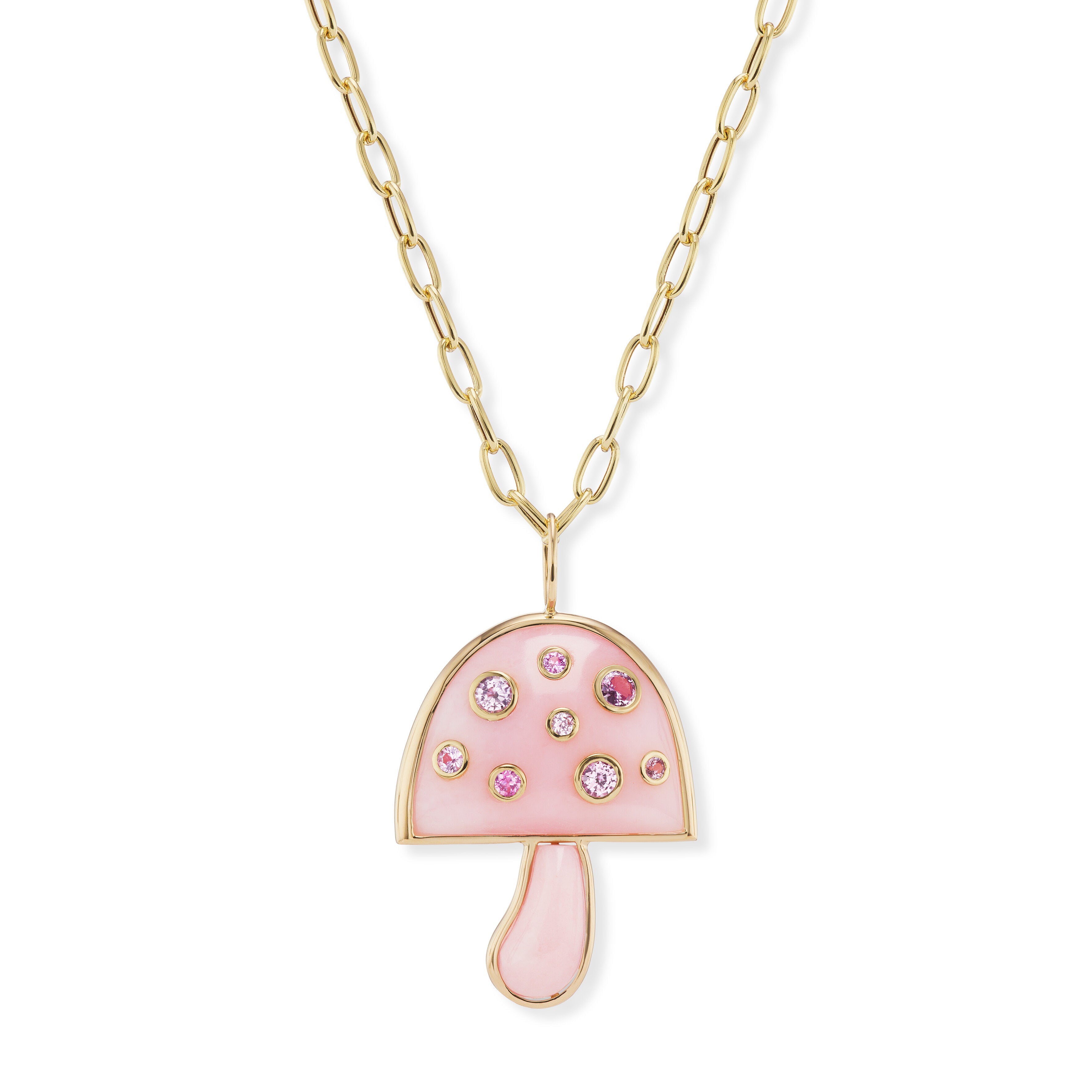 Magic Mushroom Necklace with Pink Sapphires - PINK OPAL