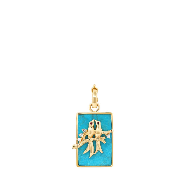 SMALL LOVEBIRDS CHARM - TURQUOISE