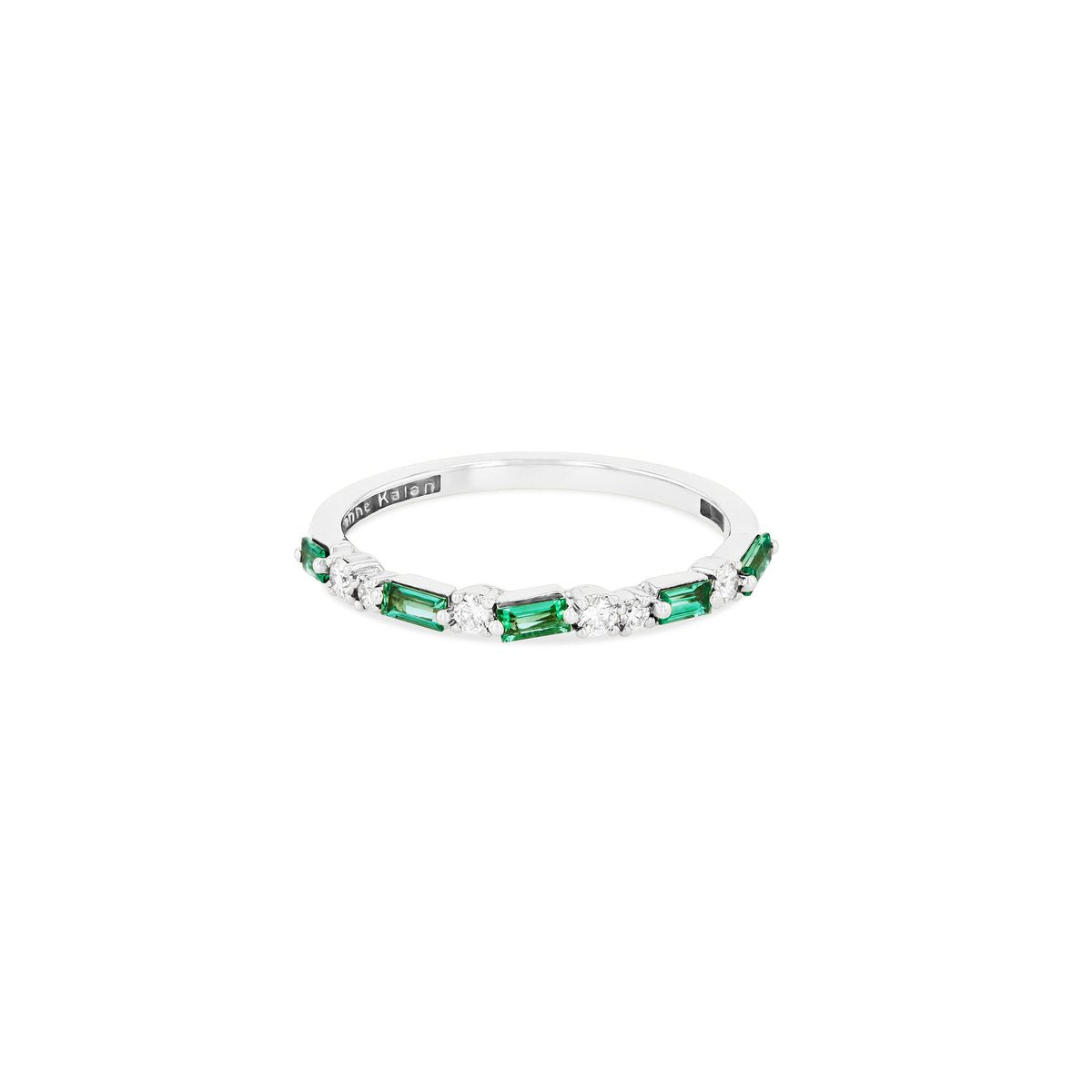 18K EMERALD THIN MIX HALF BAND