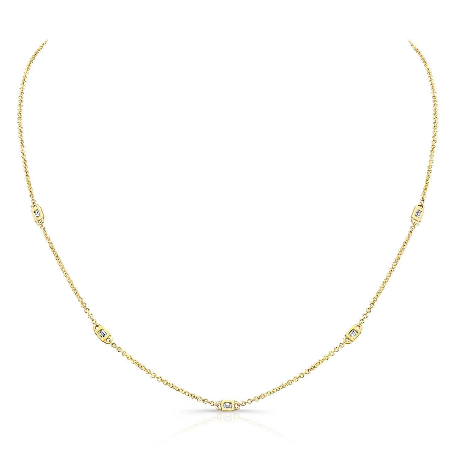 5 BEZEL BAGUETTE DIAMOND STATION NECKLACE